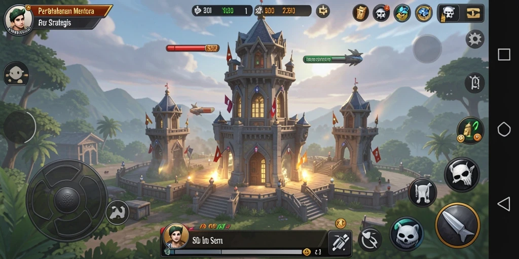 Tampilan gameplay strategis Tower Defense yang menegangkan.