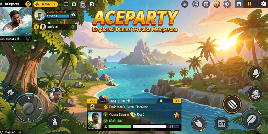 Screenshot menampilkan aksi seru dalam dunia Open World ACEPARTY.