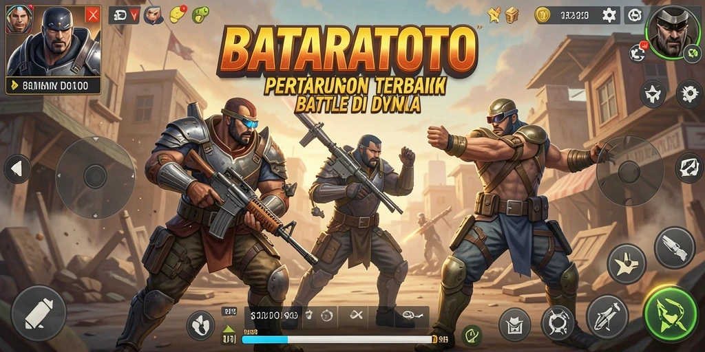 Screenshot utama BATARATOTO menampilkan aksi seru dalam pertarungan Battle Royale.