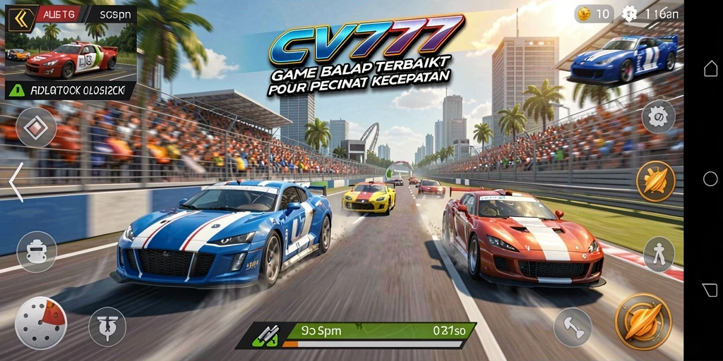 Tampilan gameplay CV777 yang mendebarkan dan penuh aksi balap.