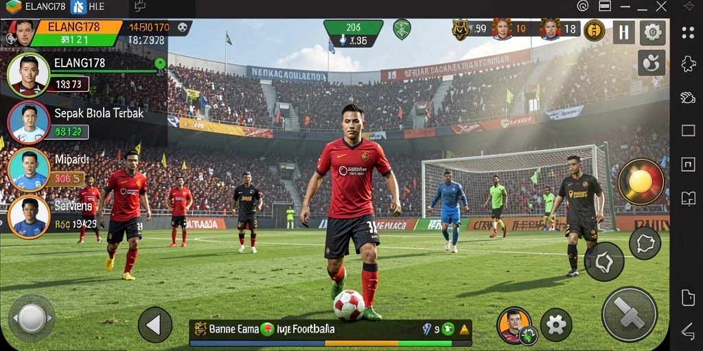 Tampilan gameplay seru dalam ELANG178 yang menampilkan aksi sepak bola.