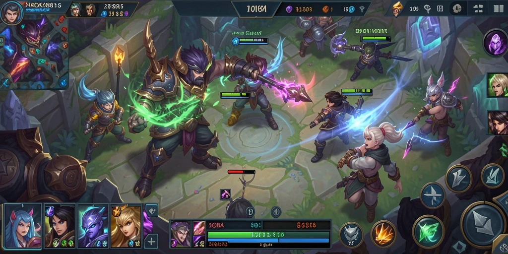 Screenshot gameplay HOKI8815 yang menampilkan pertarungan seru antara hero.