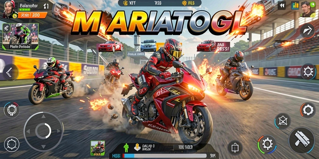 Tampilan gameplay MARIATOGL dengan aksi balap yang mendebarkan.