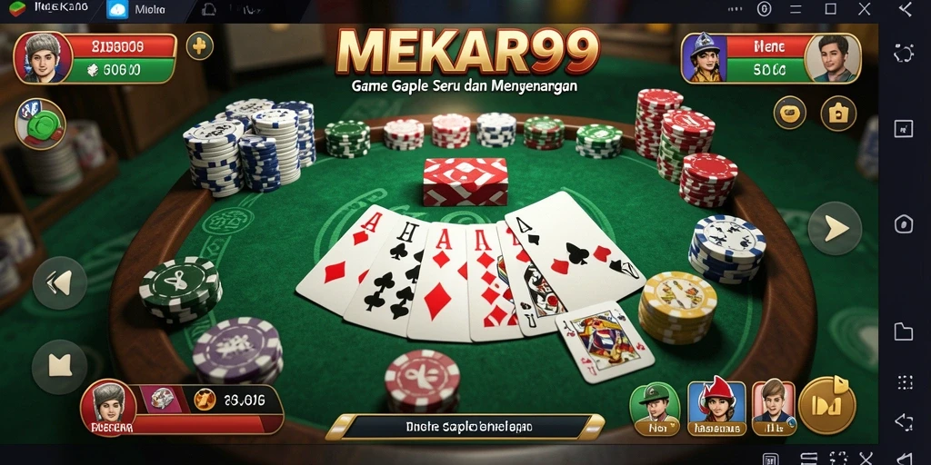 Tampilan gameplay MEKAR99 saat bermain Gaple dengan teman-teman.