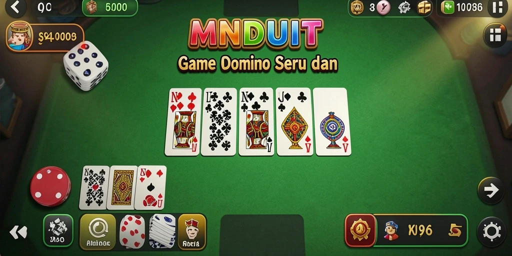 Screenshot gameplay MNDUIT dengan tampilan kartu Domino yang menarik.