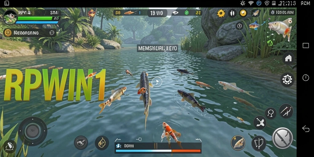 Screenshot RPWIN1 menunjukkan aksi memancing yang menegangkan dan menawan.