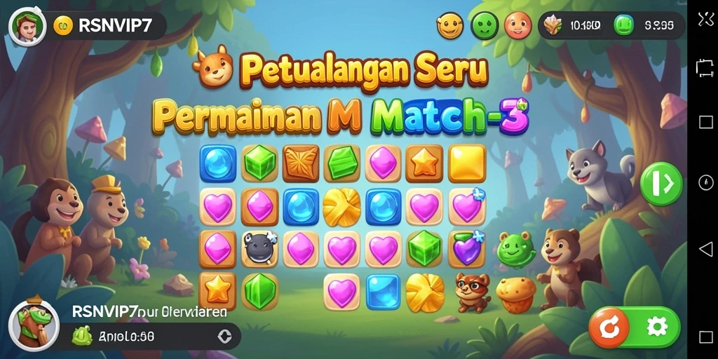 Tampilan gameplay RSNVIP7 yang mengasyikkan dalam menyelesaikan tantangan Match-3.