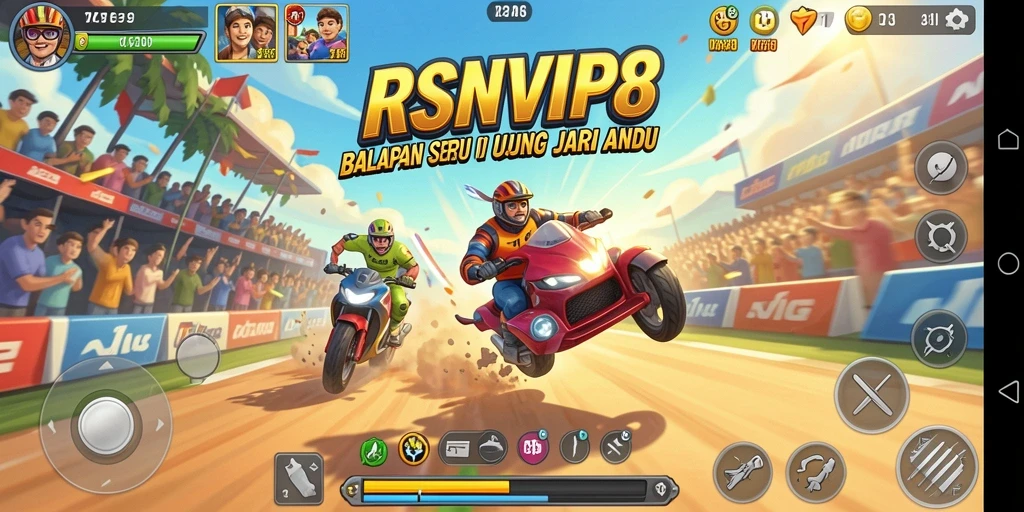 Gameplay RSNVIP8 yang seru dengan lintasan balapan yang menantang.