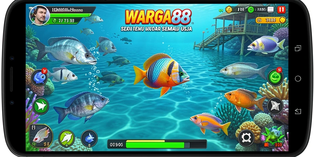 Screenshot gameplay WARGA88 yang menampilkan aksi tembak ikan yang seru.