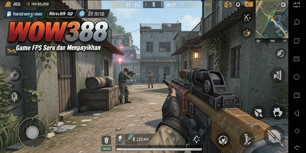 Menampilkan aksi seru dari gameplay WOW388 dalam mode FPS.