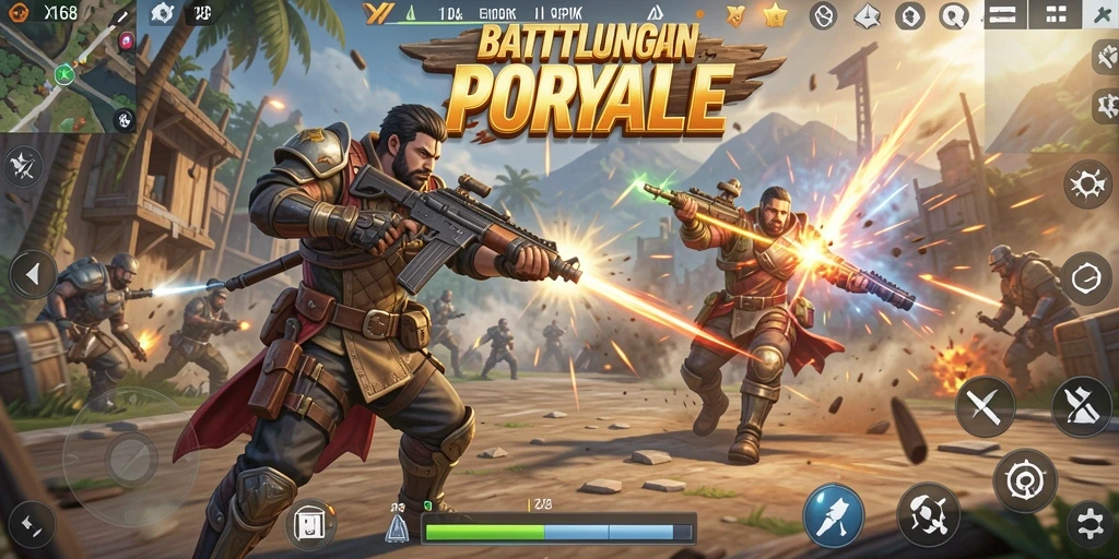 Gameplay intens X168 di medan perang Battle Royale.