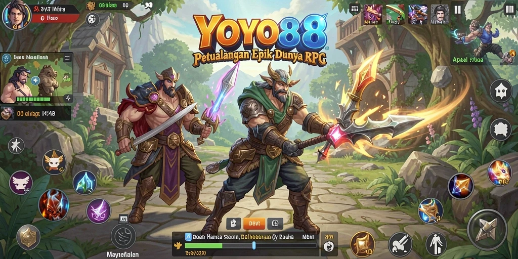 Tampilan epik dari gameplay RPG dalam YOYO88.